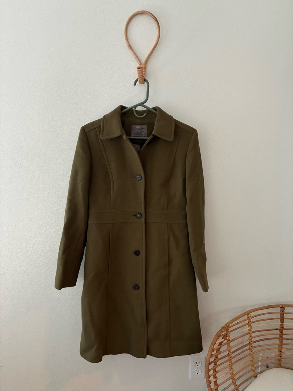 J Crew Double Cloth Coat in Olive Green